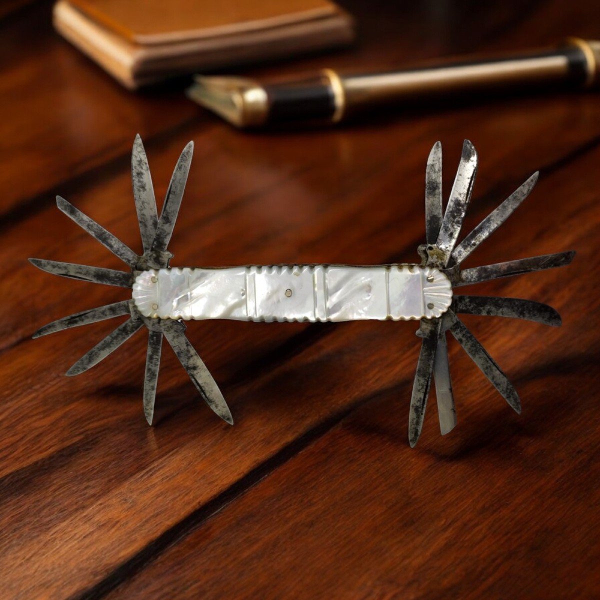 Ancien Couteau Canif Taille Plumes 16 Lames En Nacre. C 1820-photo-3