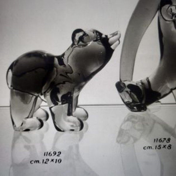 1957 - Seguso Vetri d'Arte Flavio Poli, Ours En Verre De Murano Néodyme, modèle 11692-photo-4