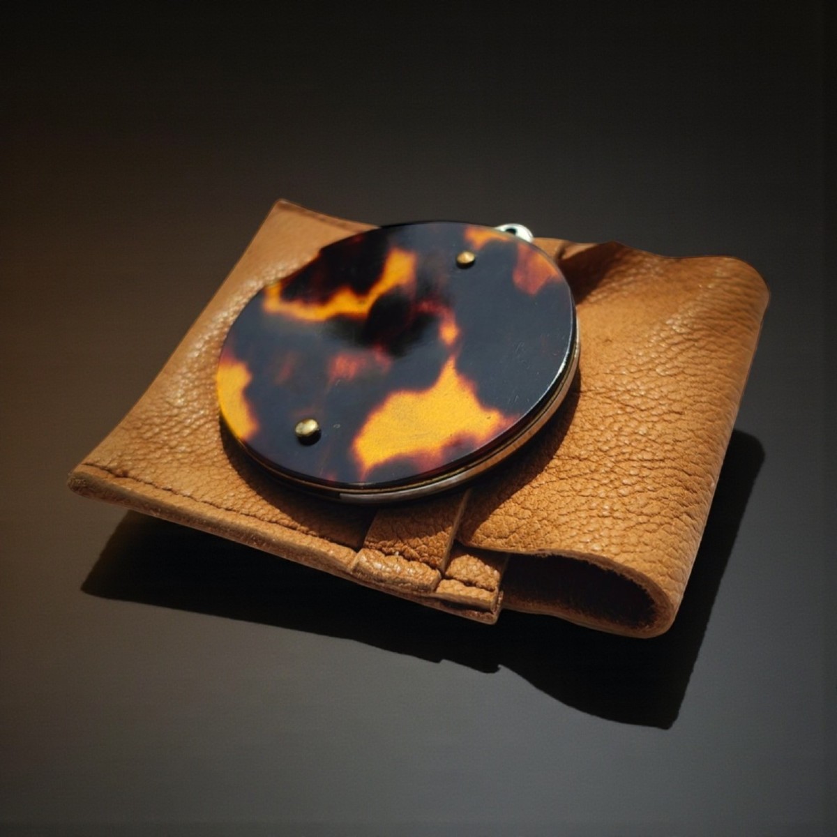 Couteau De Poche Custom Rond En Ecaille Avec Son Etui