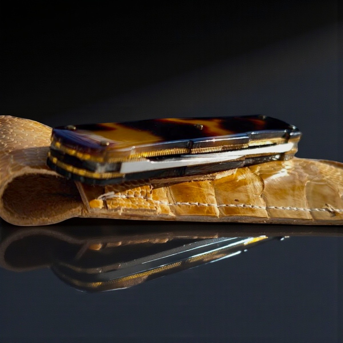 Custom Made Shell Multiblade 4 Pen Blades Pocket Folding Knife-photo-1