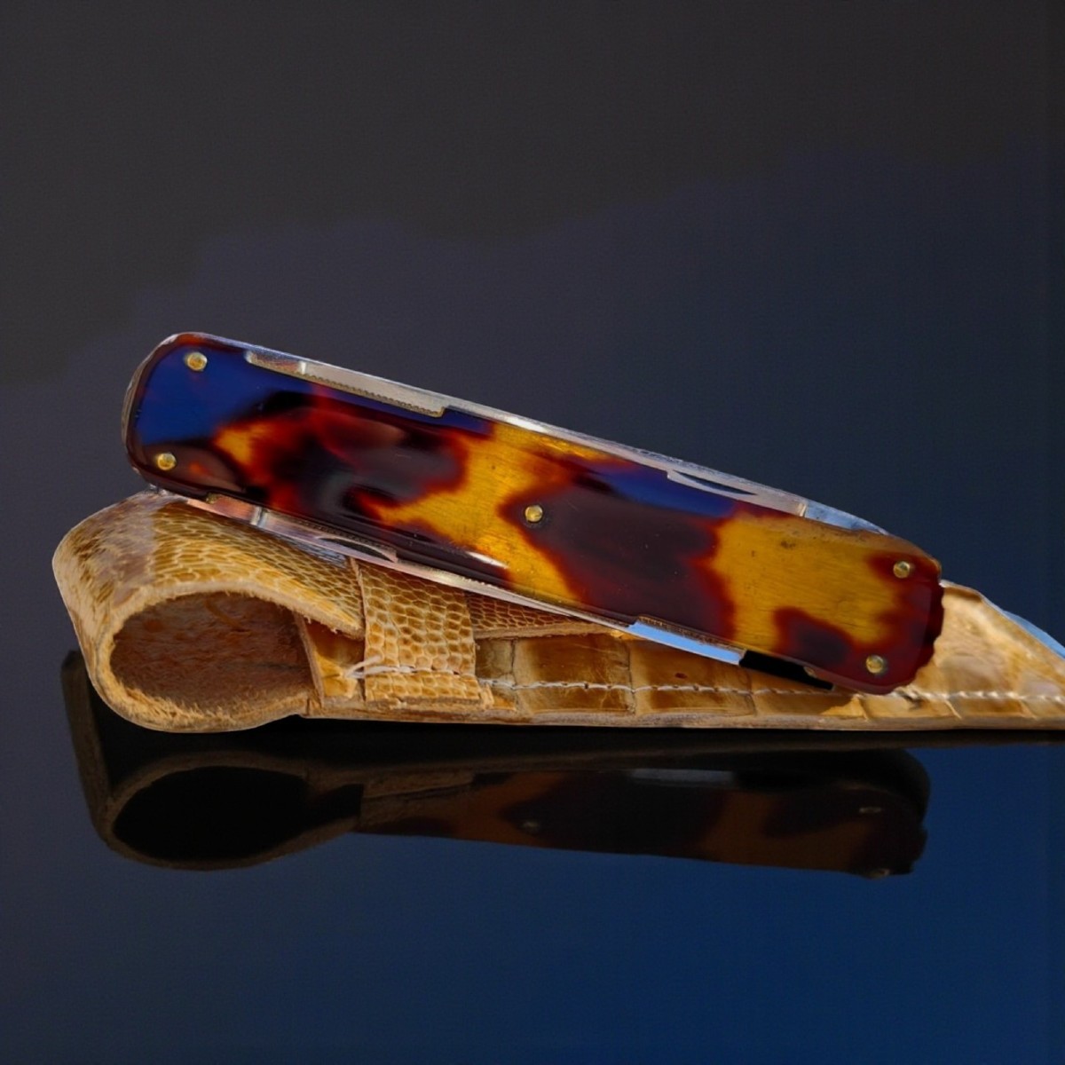 Custom Made Shell Multiblade 4 Pen Blades Pocket Folding Knife