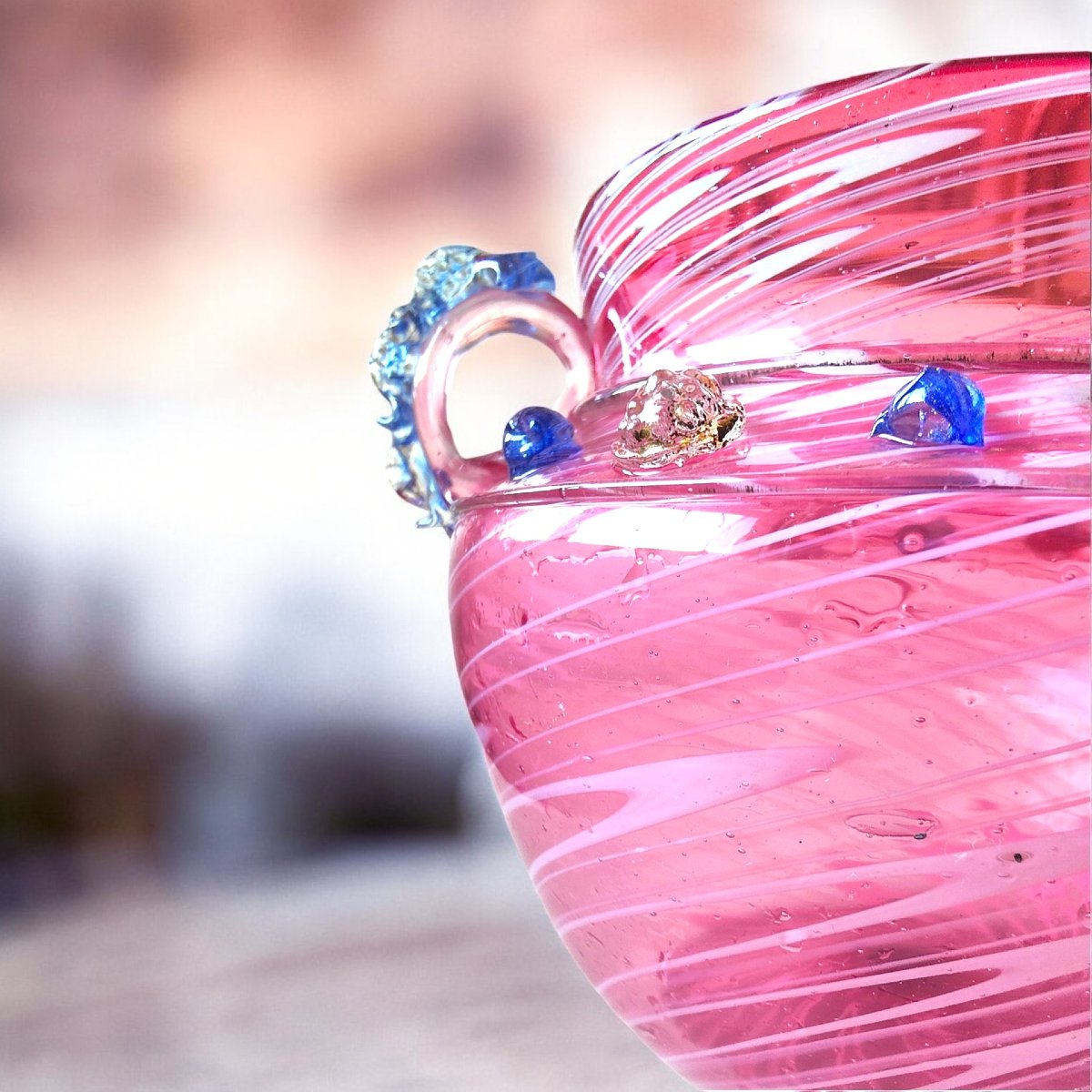 Murano Ca. 1880 Dr. Antonio Salviati Pink Phoenician Blown Glass Vase-photo-1