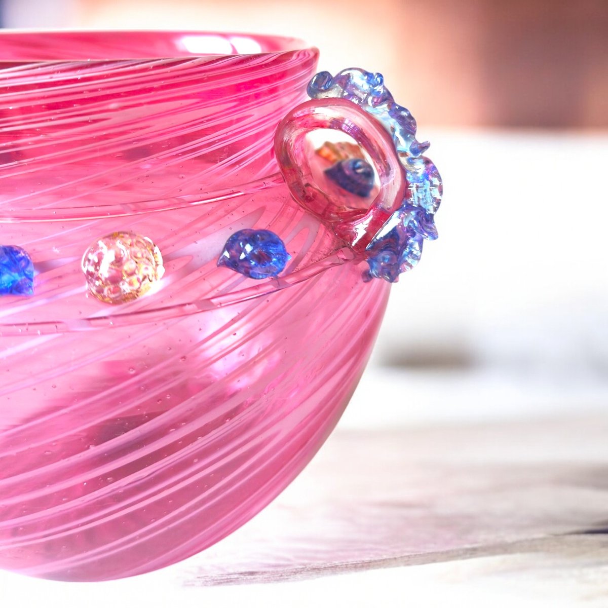 Murano Ca. 1880 Dr. Antonio Salviati Pink Phoenician Blown Glass Vase-photo-3