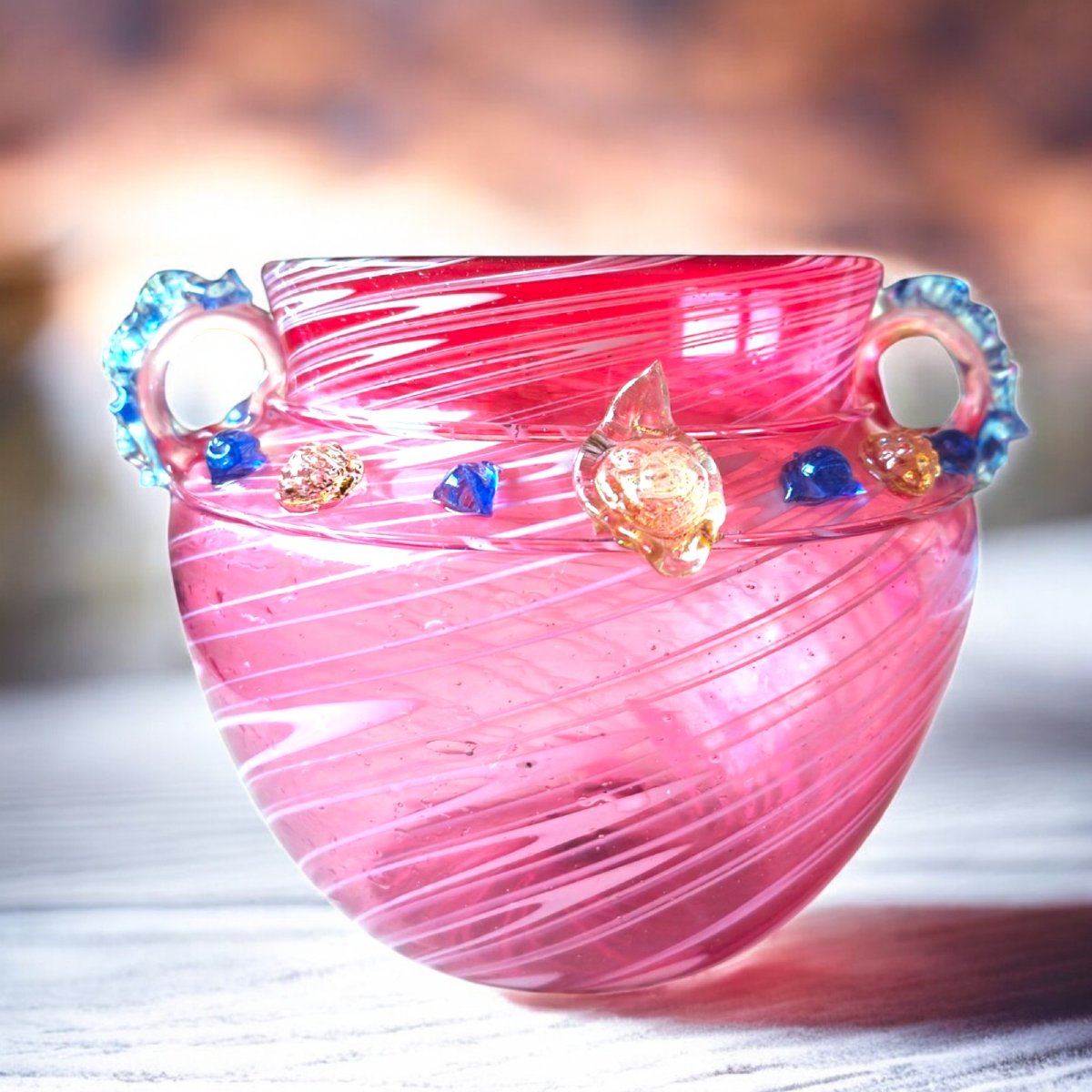 Murano Ca. 1880 Dr. Antonio Salviati Pink Phoenician Blown Glass Vase-photo-8
