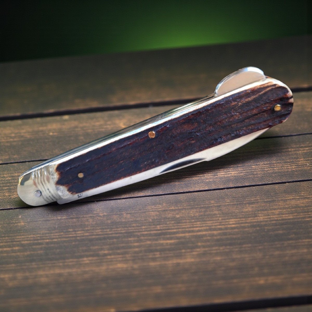 1970s Old Stock Pius Lang Lock-back Pump Released 2 Blade Stag Pocket Sports Knife-photo-3
