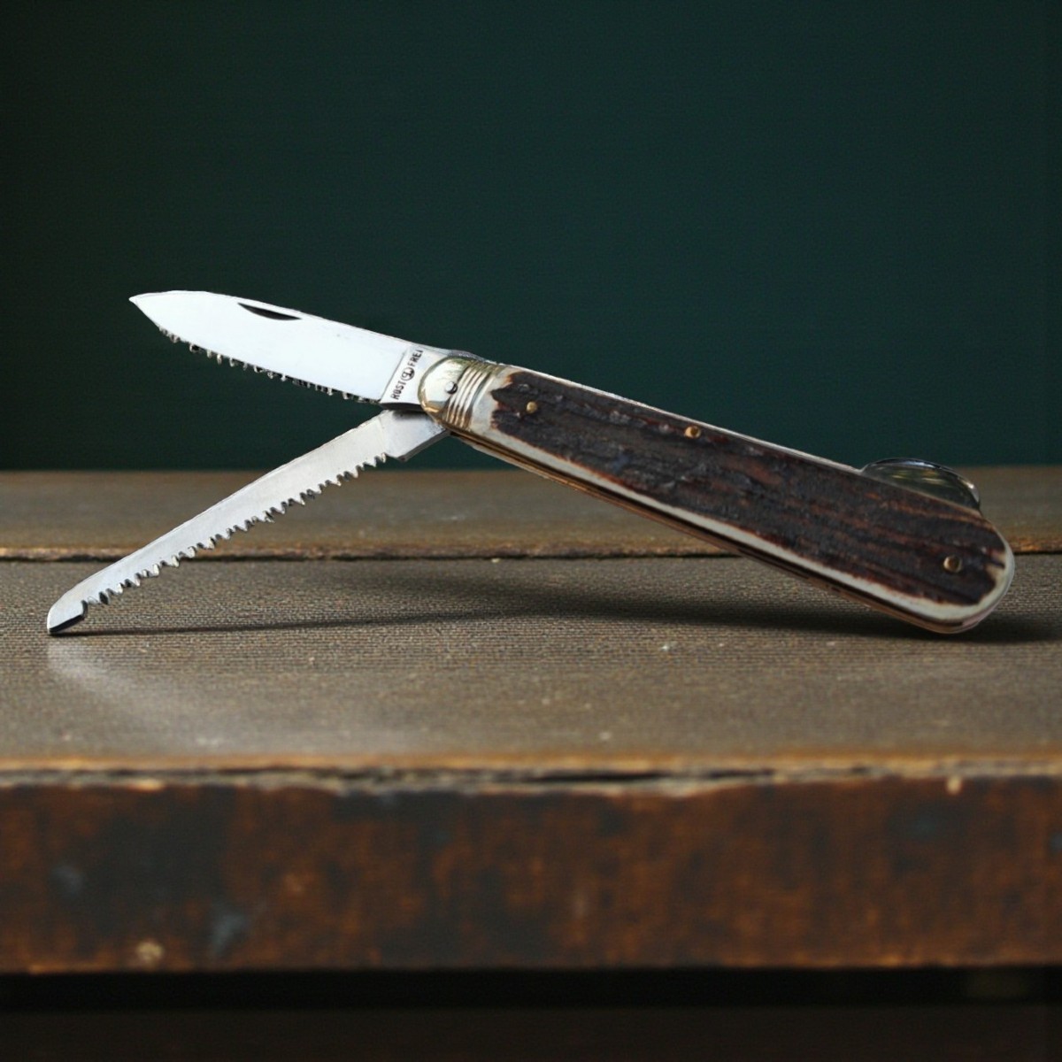 1970s Old Stock Pius Lang Lock-back Pump Released 2 Blade Stag Pocket Sports Knife
