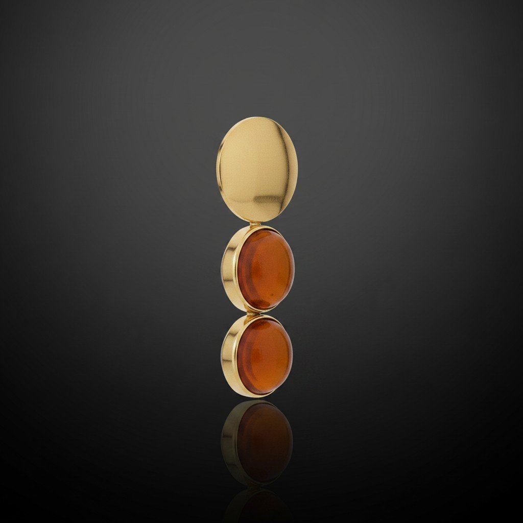 Boucles d’oreilles en or 18 carats et ambre miel-cognac en cascade-photo-3