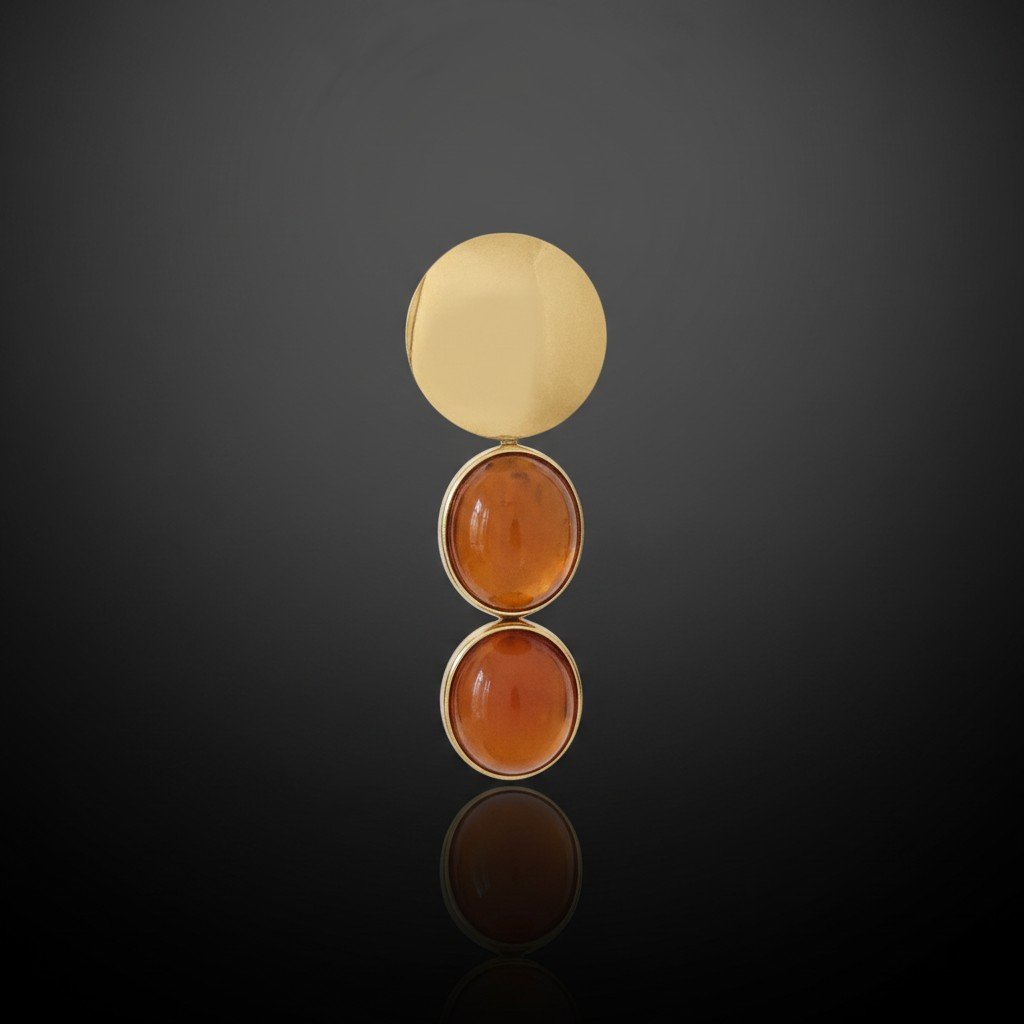 Boucles d’oreilles en or 18 carats et ambre miel-cognac en cascade-photo-1