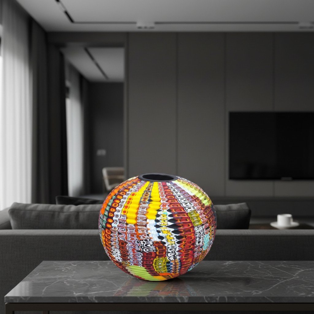 Vase en Verre Soufflé à Murrines Polychromes – Schiavon Murano, 1/1-photo-1