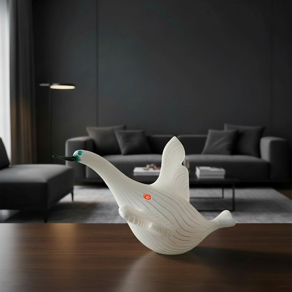 Anzolo Fuga (angelo Fuga) For A.ve.m. – Murano, Circa 1956 Pigeon In Lattimo Glass Canes-photo-2