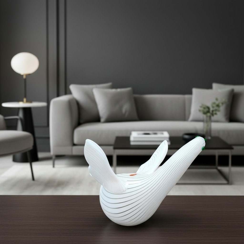 Anzolo Fuga (angelo Fuga) For A.ve.m. – Murano, Circa 1956 Pigeon In Lattimo Glass Canes-photo-1