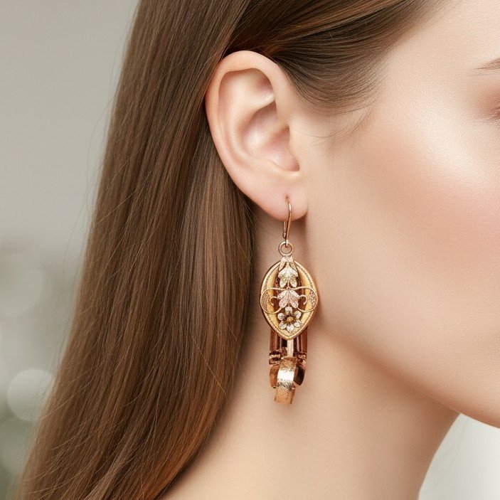 Pair Of Bourbon Drop Earrings, Southern Italy, Circa 1840-1870
