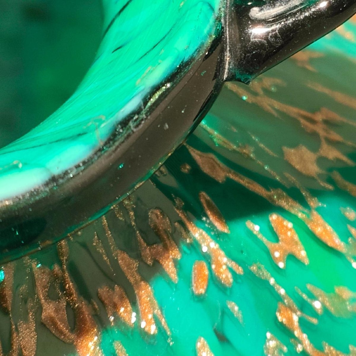 F.lli Toso Murano Green Blown-glass Bowl Vase With Aventurine And Lattimo Glass, Circa 1930-photo-4