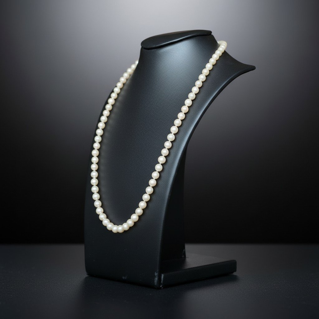 Collier de Perles Akoya de Culture, en Or Blanc 18 carats avec Diamants-photo-4