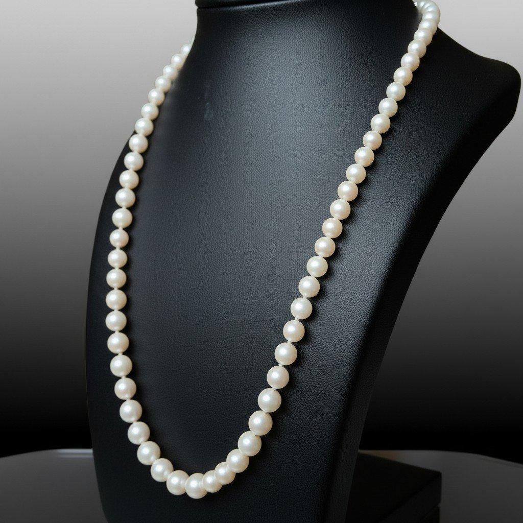 Collier de Perles Akoya de Culture, en Or Blanc 18 carats avec Diamants-photo-2