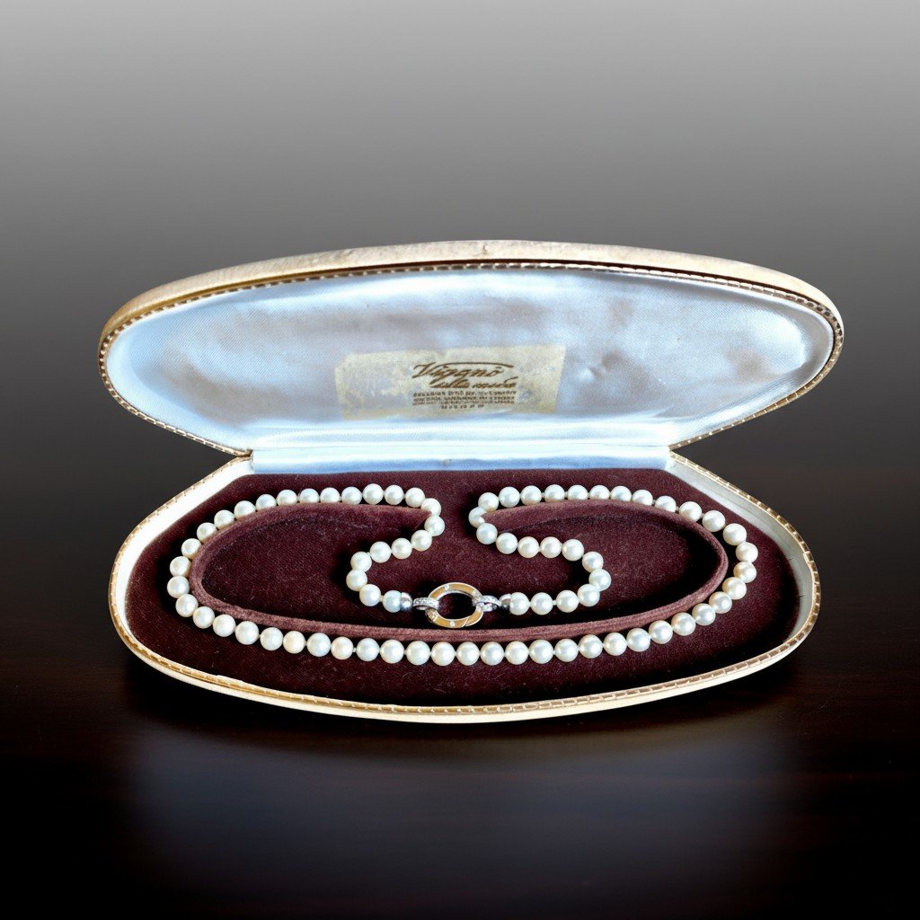 Collier de Perles Akoya de Culture, en Or Blanc 18 carats avec Diamants-photo-4