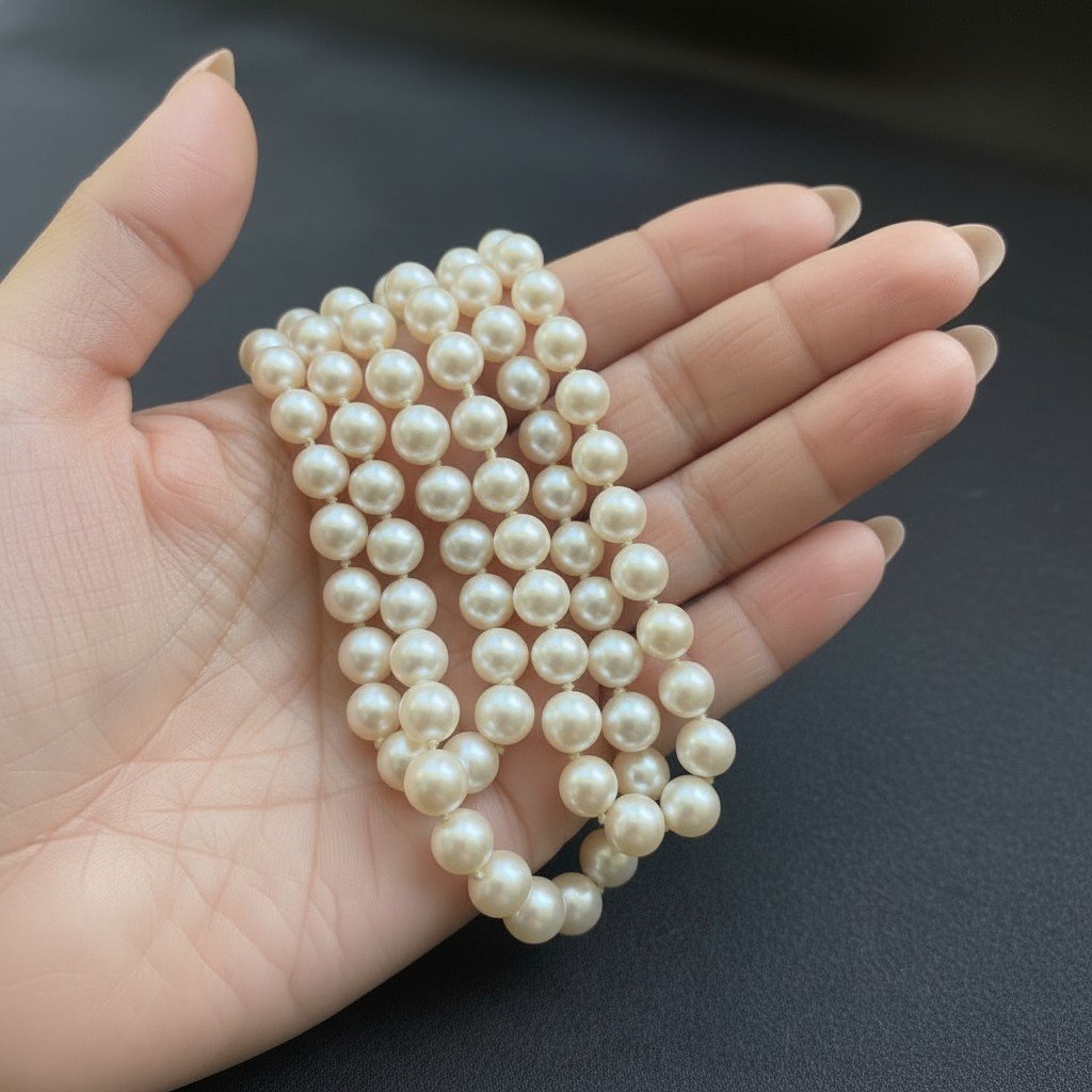 Collier de Perles Akoya de Culture, en Or Blanc 18 carats avec Diamants-photo-5