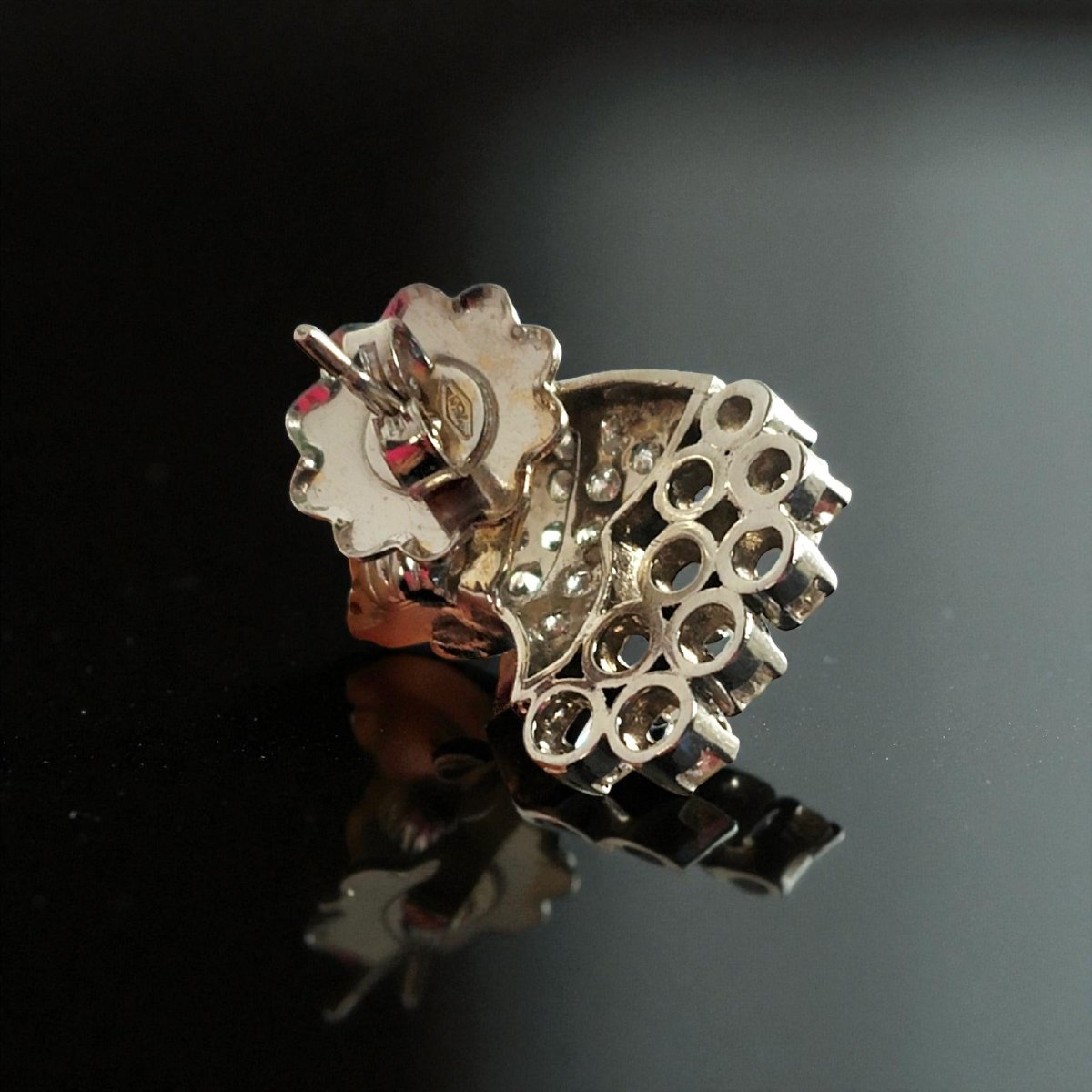 Boucles d'Oreilles Art Déco 1920 En Platine Et Diamants 2.5ct-photo-5