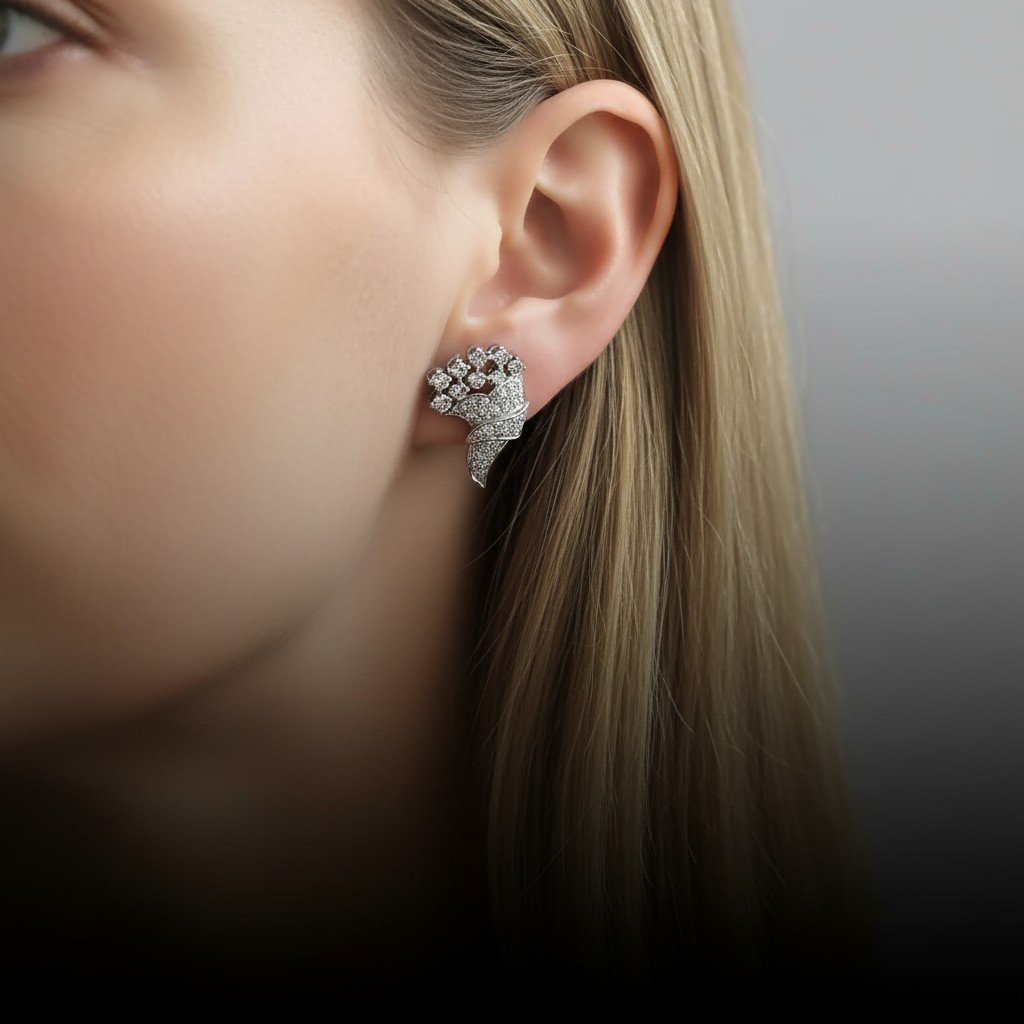 Boucles d'Oreilles Art Déco 1920 En Platine Et Diamants 2.5ct