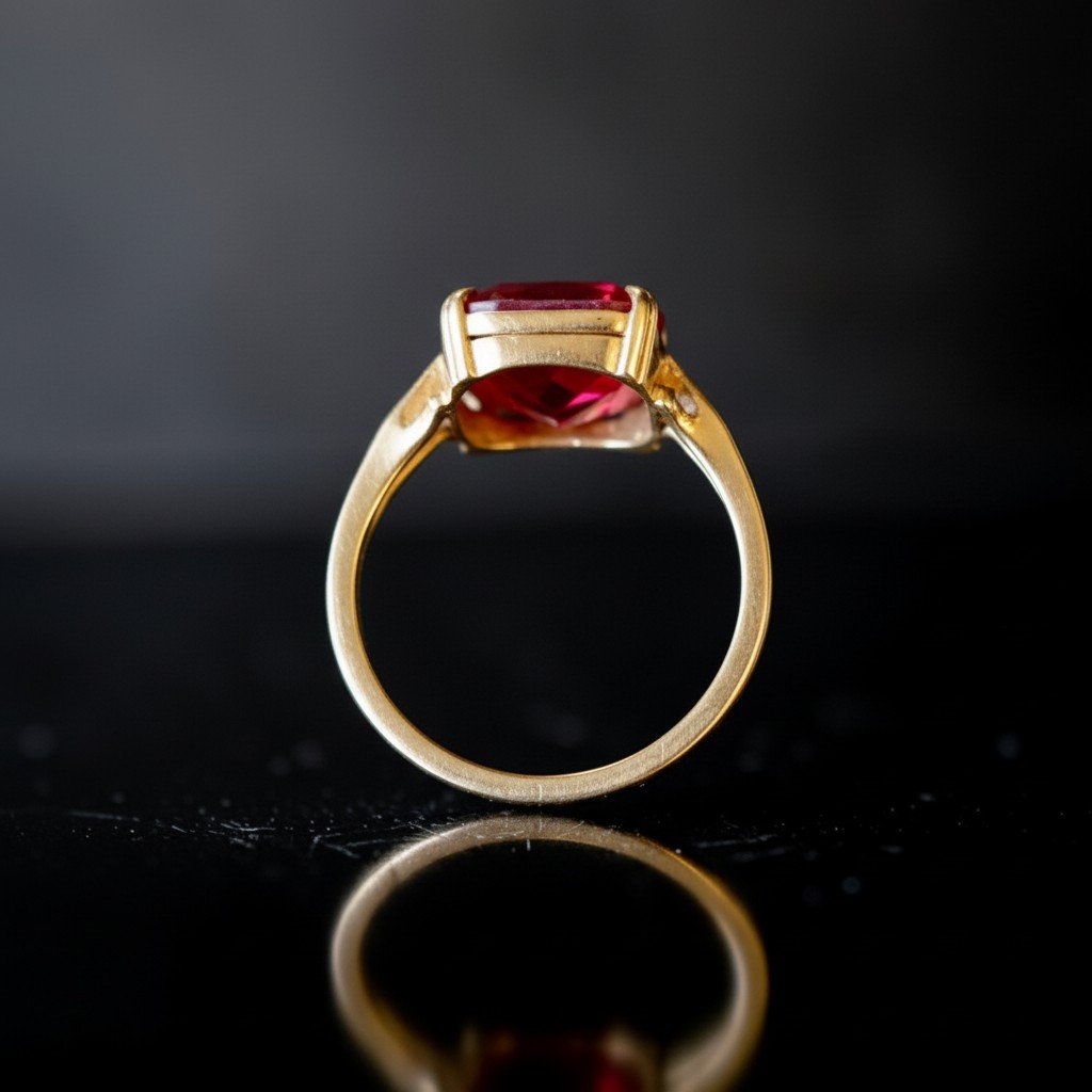18k Yellow Gold Ring With Faceted Ruby-photo-3