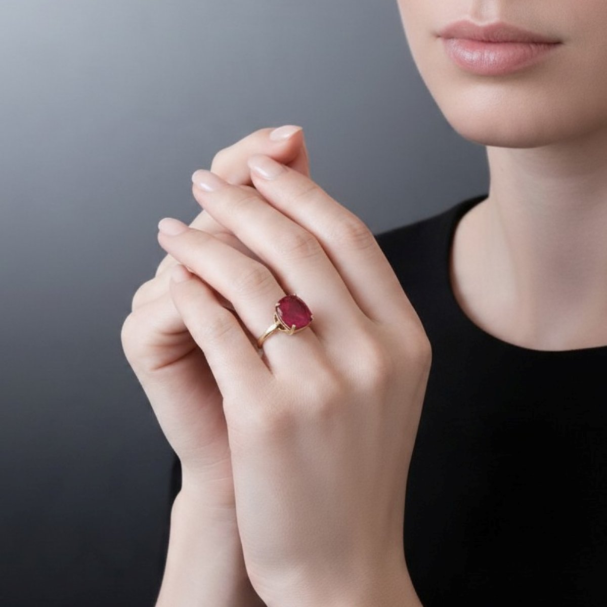 18k Yellow Gold Ring With Faceted Ruby