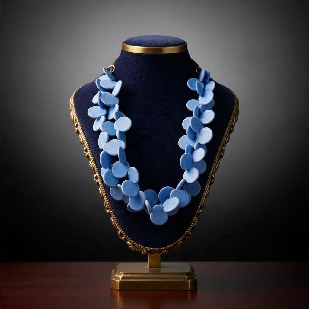 Collier en verre de Murano travaillé au chalumeau – Bleu pervenche-photo-2