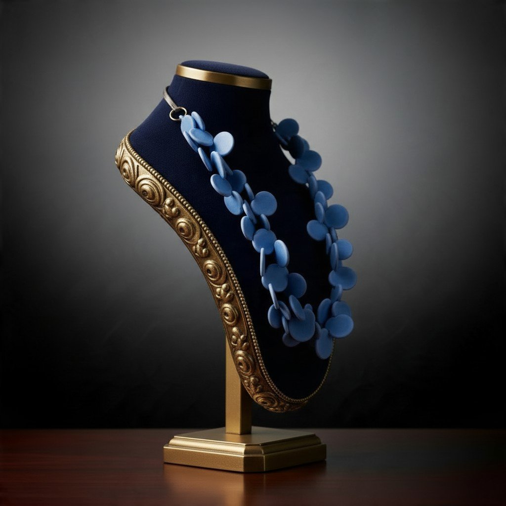 Collier en verre de Murano travaillé au chalumeau – Bleu pervenche-photo-3