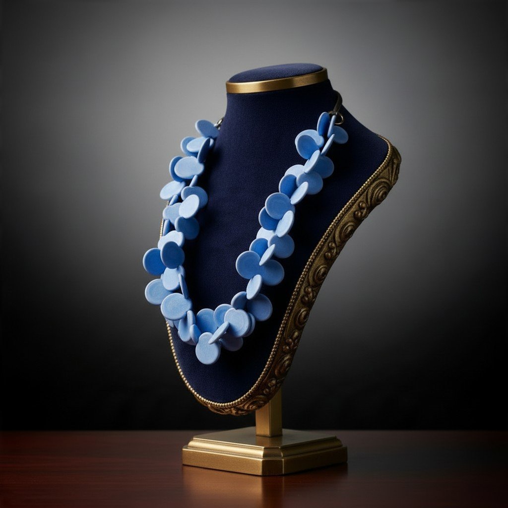 Collier en verre de Murano travaillé au chalumeau – Bleu pervenche-photo-4