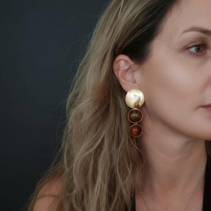 18-karat Gold Drop Earrings With Honey-cognac-colored Amber 