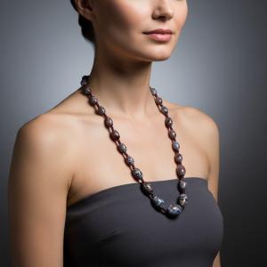 Elegant Antique Necklace Of Polychrome Glass Beads With Gold Aventurine