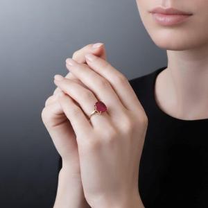 Bague en Or Jaune 18 Carats avec Rubis Facetté