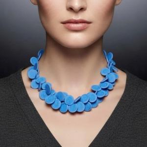 Murano Glass Necklace, Lampworked Discs – Periwinkle Blue