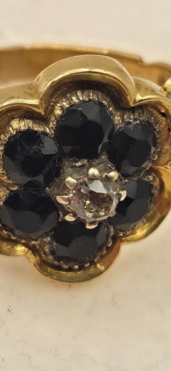Antique 18-karat Yellow Gold Mourning Ring With A Diamond, 1829, Museum Piece-photo-3