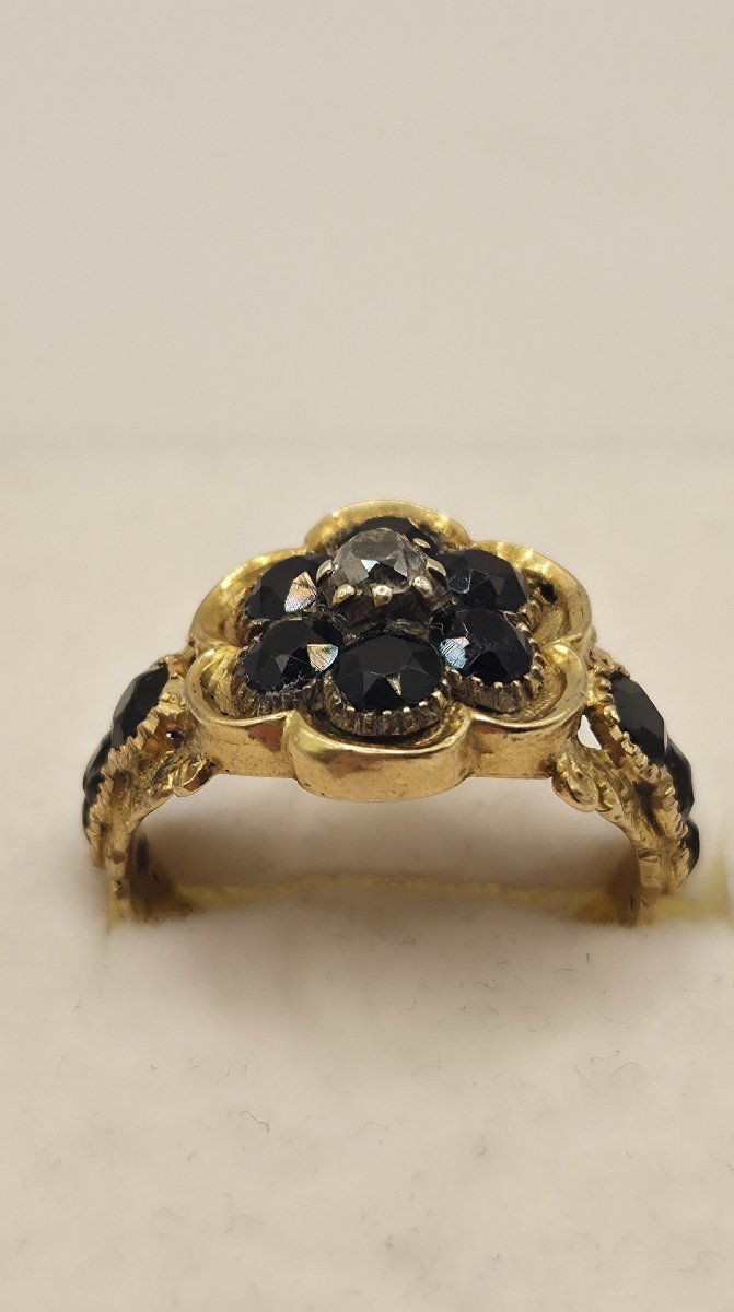 Antique 18-karat Yellow Gold Mourning Ring With A Diamond, 1829, Museum Piece-photo-4