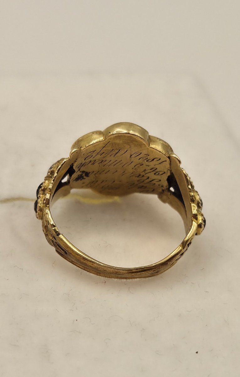 Antique 18-karat Yellow Gold Mourning Ring With A Diamond, 1829, Museum Piece-photo-1