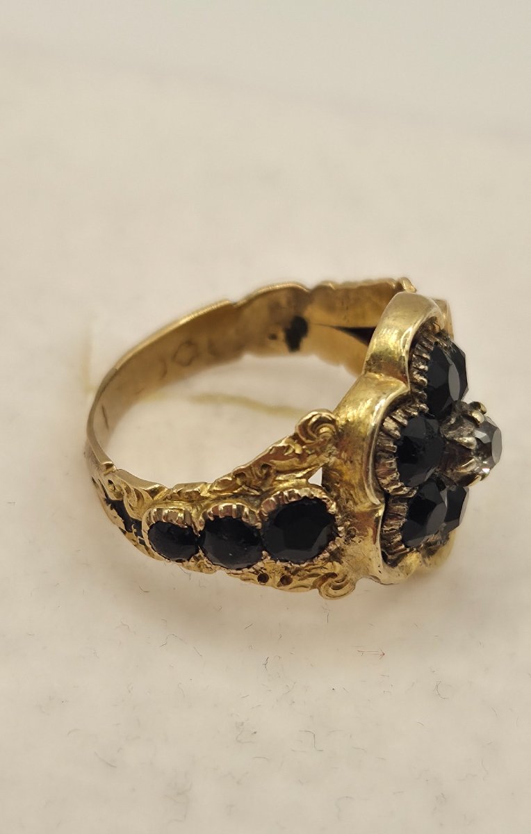 Antique 18-karat Yellow Gold Mourning Ring With A Diamond, 1829, Museum Piece-photo-2