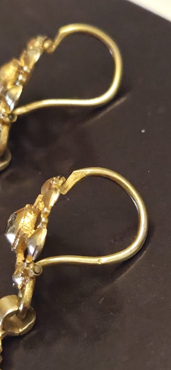 Boucles d'oreilles anciennes « Charros », XIXe siècle, Salamanque, or jaune 18 carats, diamants-photo-4