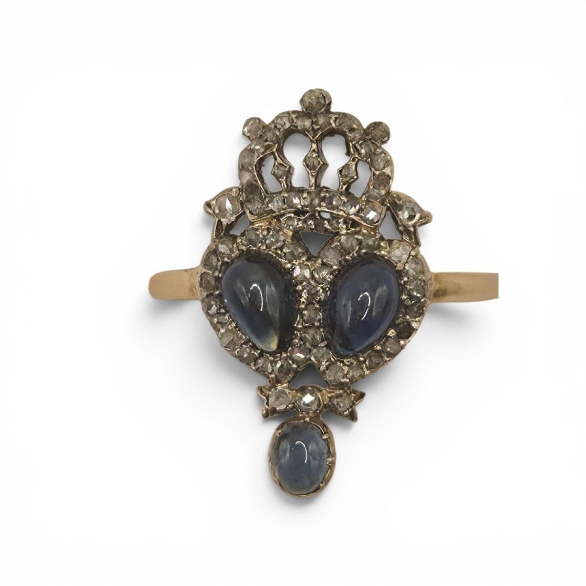 Antique Victorian-style Ring, Circa 1860, With A Sapphire And Diamonds-photo-3