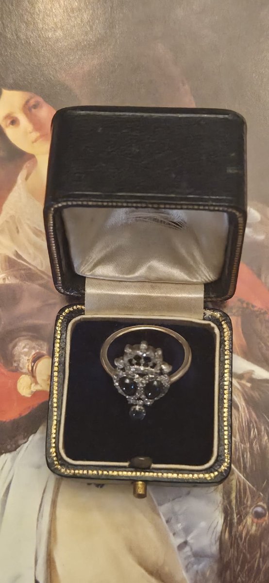 Antique Victorian-style Ring, Circa 1860, With A Sapphire And Diamonds-photo-4