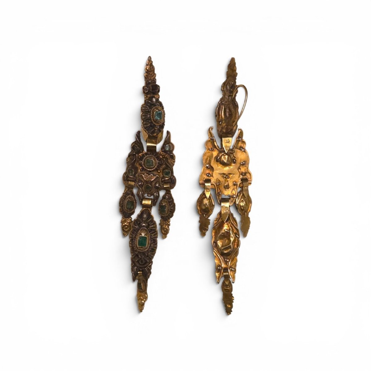 Antique Catalan Emerald Earrings Girandolen -photo-3