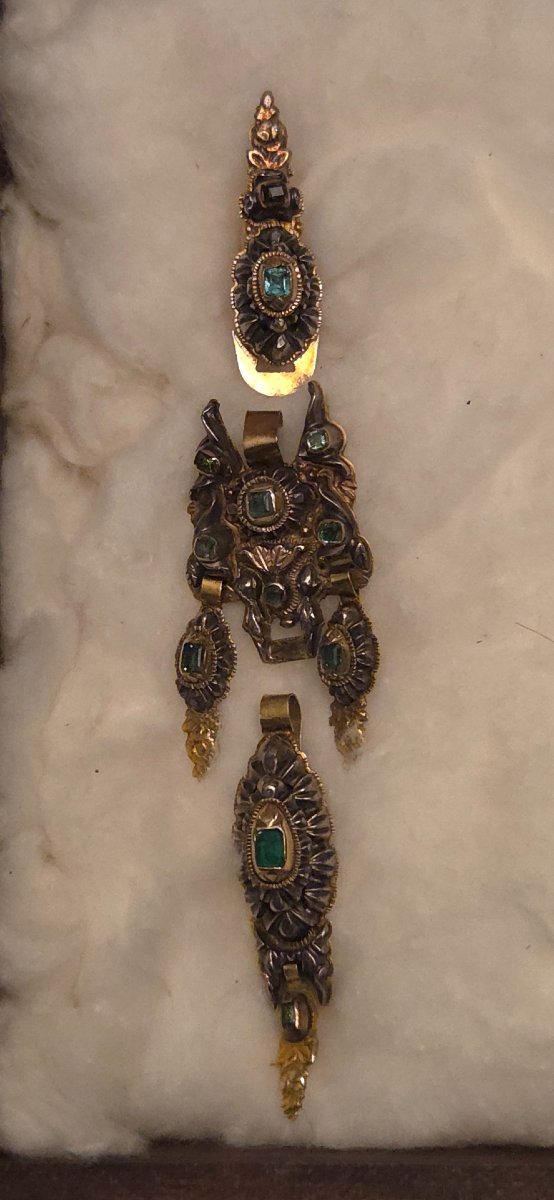 Antique Catalan Emerald Earrings Girandolen -photo-3