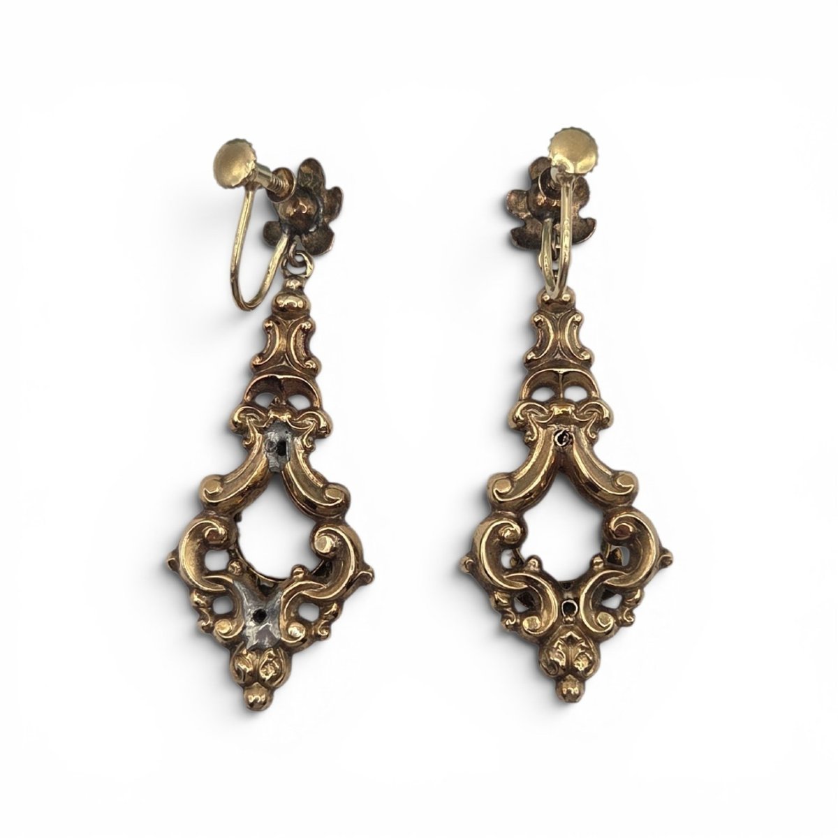 Boucles d'oreilles anciennes Napoléon III, camée en gemme-photo-2