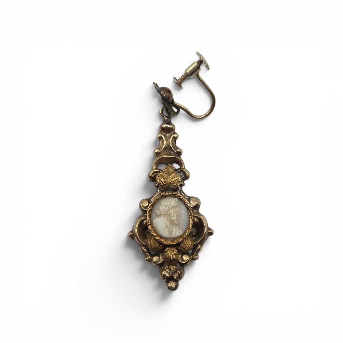 Boucles d'oreilles anciennes Napoléon III, camée en gemme-photo-3