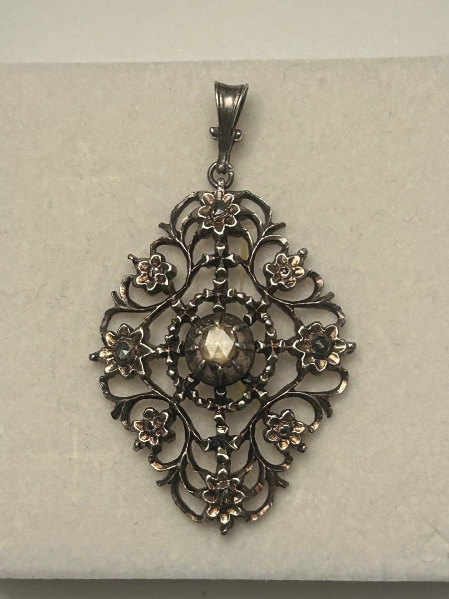 Antique Diamond Pendant, Victorian Era, 1890-photo-4