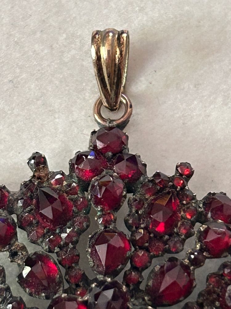 Antique Bohemian Garnet Pendant, Victorian Era, 1880-photo-2