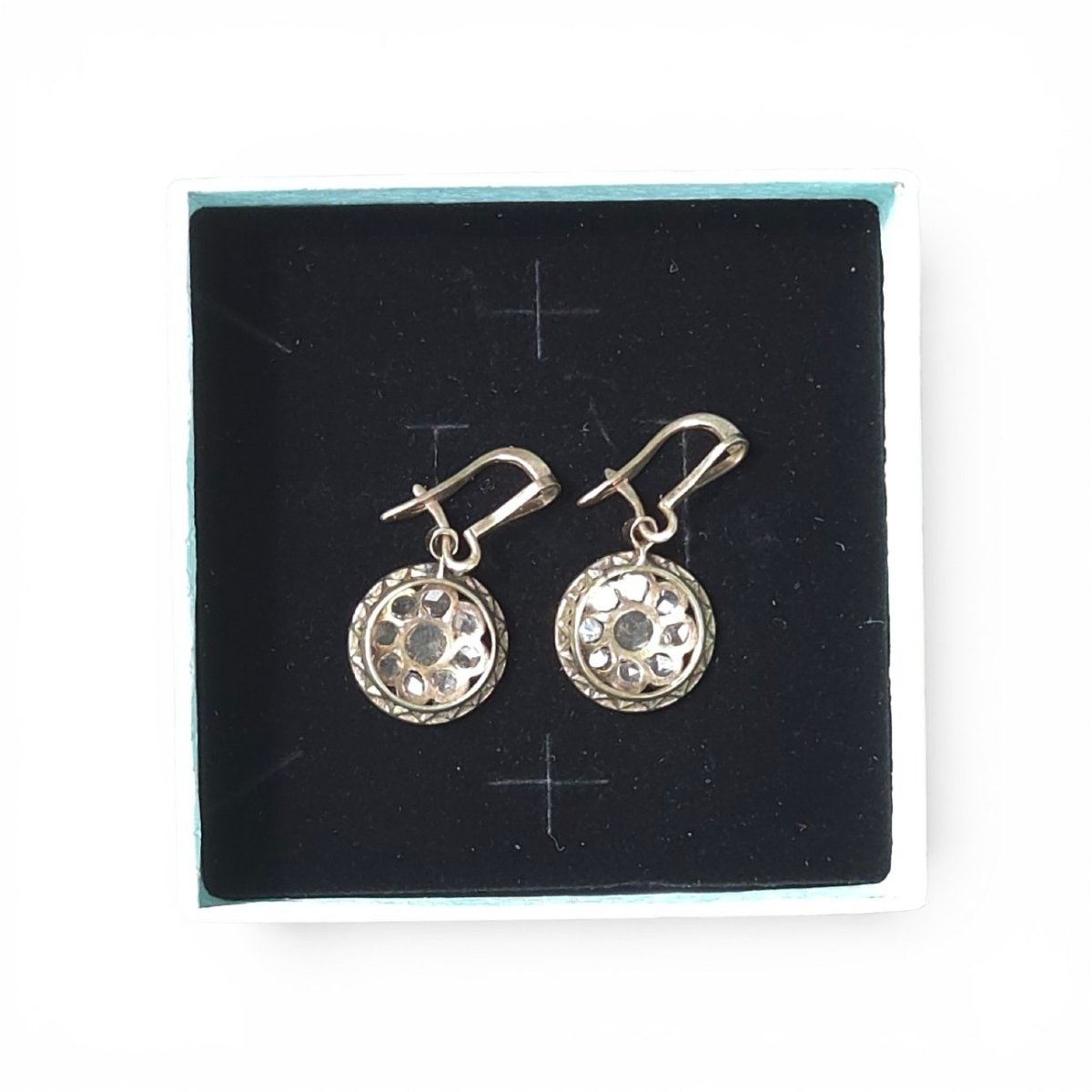 Boucles d'oreilles anciennes de style victorien, diamants taille rose-photo-2