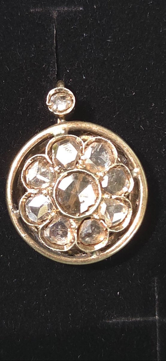 Boucles d'oreilles anciennes de style victorien, diamants taille rose-photo-4
