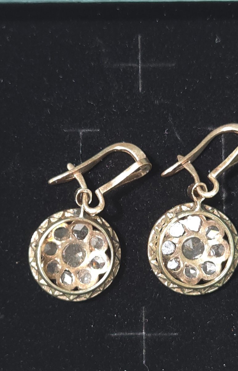 Boucles d'oreilles anciennes de style victorien, diamants taille rose-photo-2