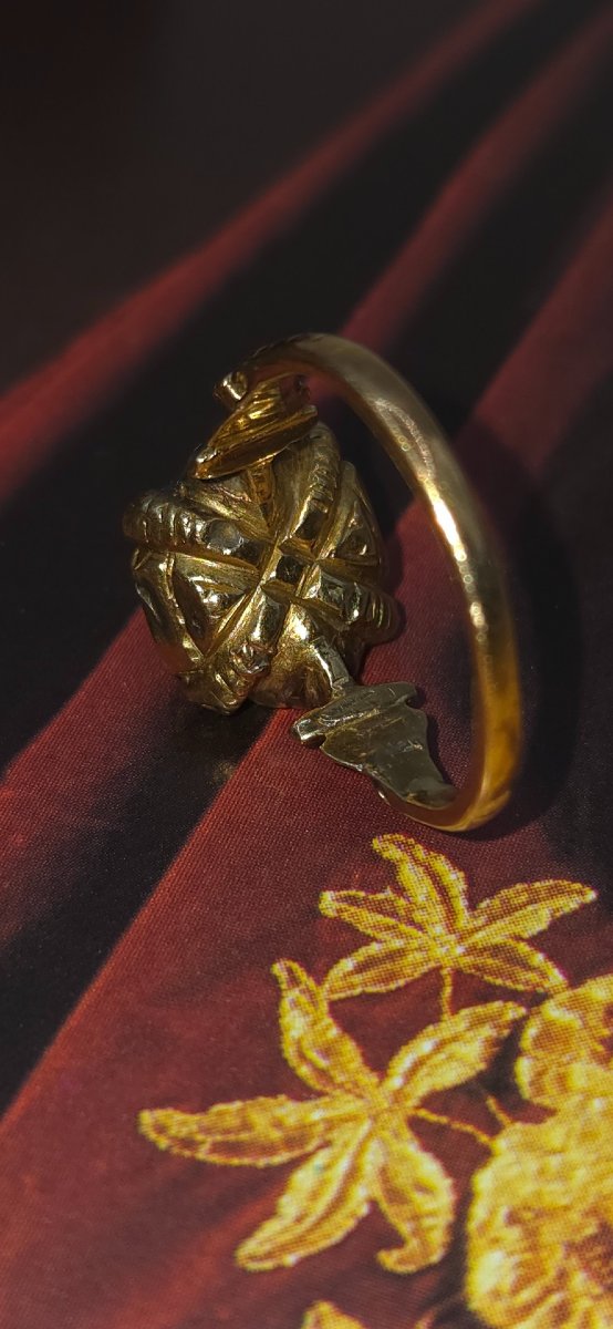 Bague ancienne Renaissance en or et émeraude-photo-4