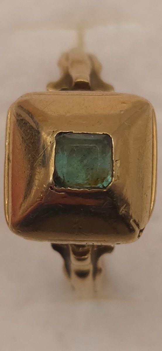 Bague antique à émeraude, style gothique, or 18 carats, XIIIe-XVe siècle, Salzbourg (Nonnberg)-photo-3